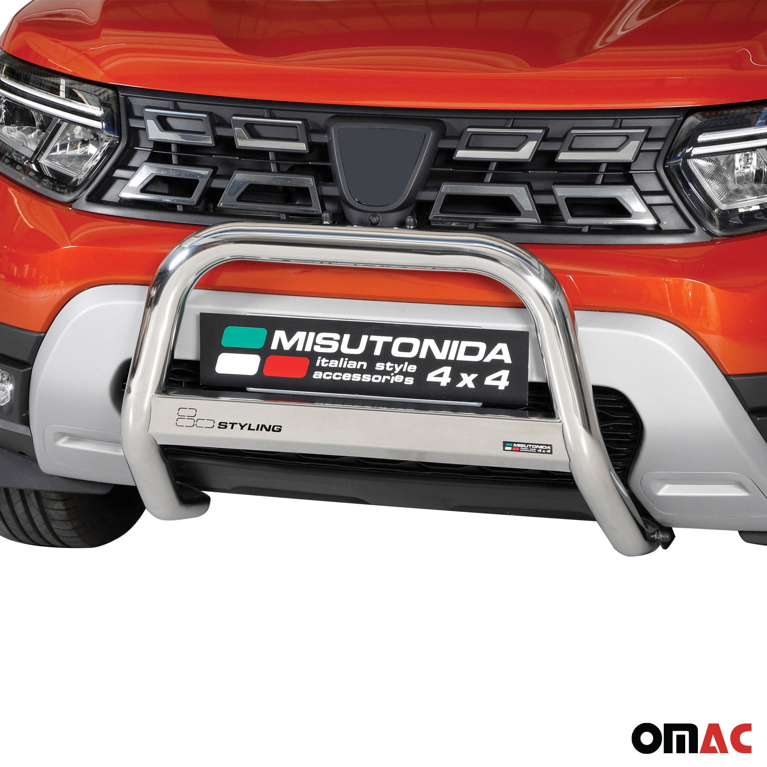 Pare-Buffle Avant Pour Dacia Duster 2021-2026 Ø63mm Acier Inoxydable Argent