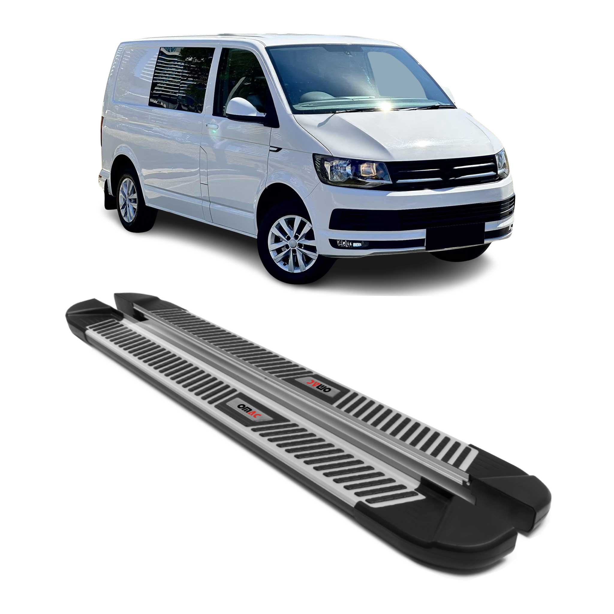 Marchepieds Latéraux pour VW T6 T6.1 Transporter 2015-22 Alu Noir Gris L1 Court