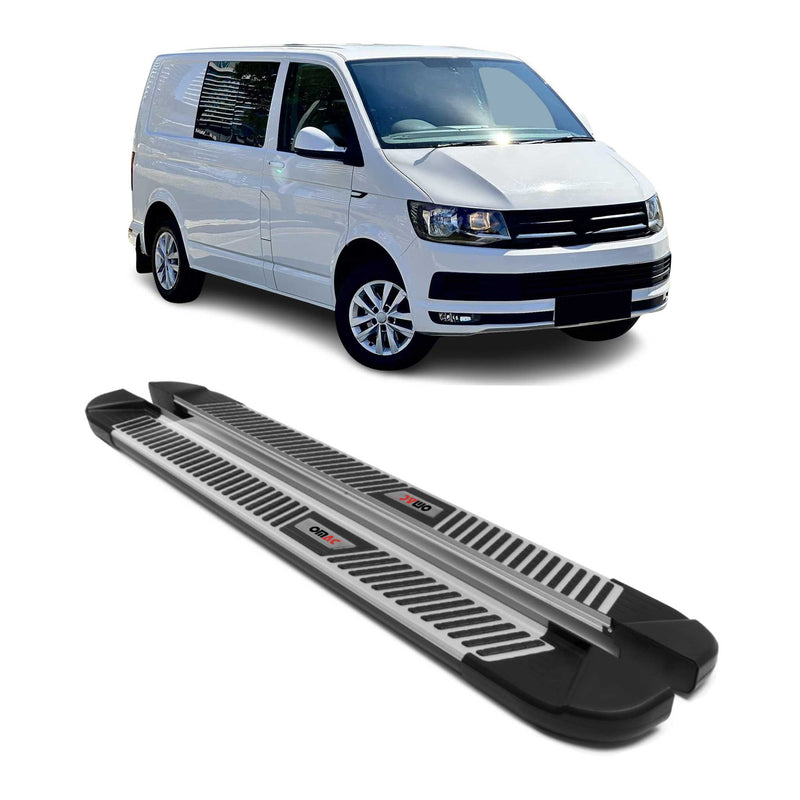 Marchepieds Latéraux pour VW T6 T6.1 Transporter 2015-24 Alu Noir Gris L1 Court