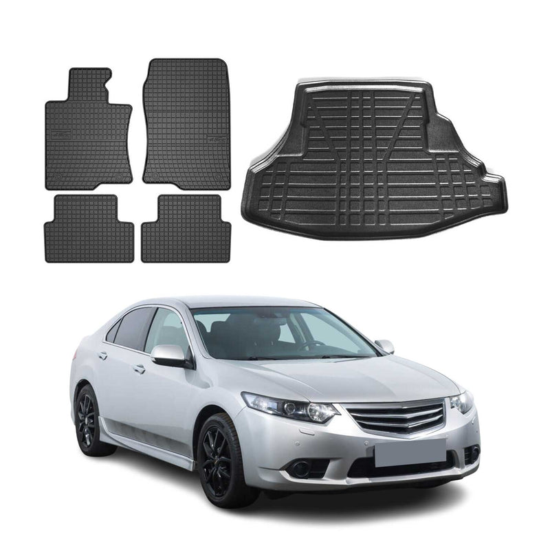 Kit Tapis de sol et coffre pour Honda Accord 2009-2024 TPE Noir