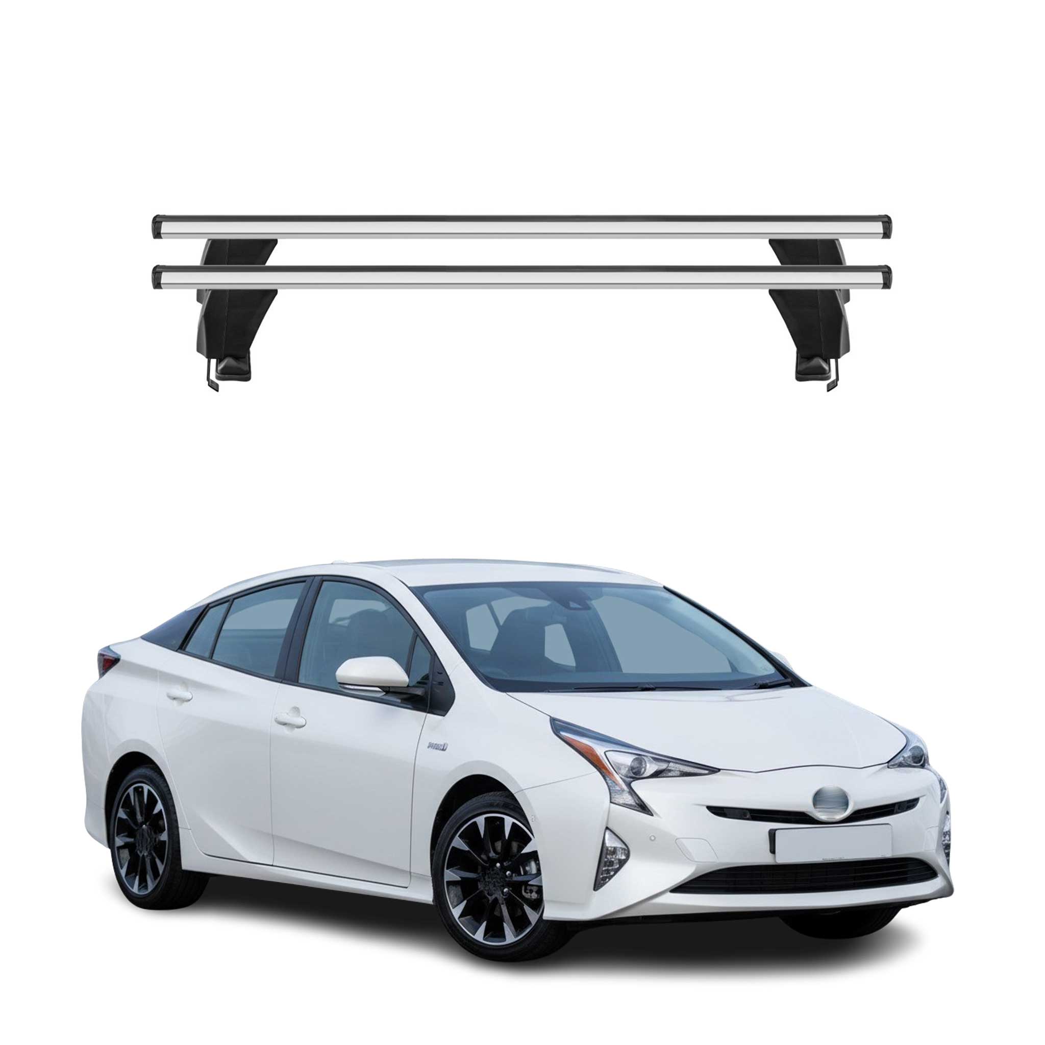 Menabo Barres de toit Transversales pour Toyota Prius IV 2015-2018 Alu Gris ABE