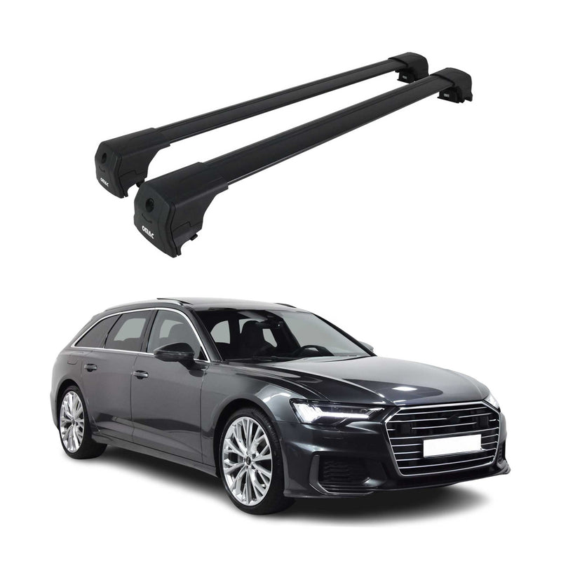 Barres de toit transversales pour Audi A6 C8 Break 2018-2025 Alu Noir ABE