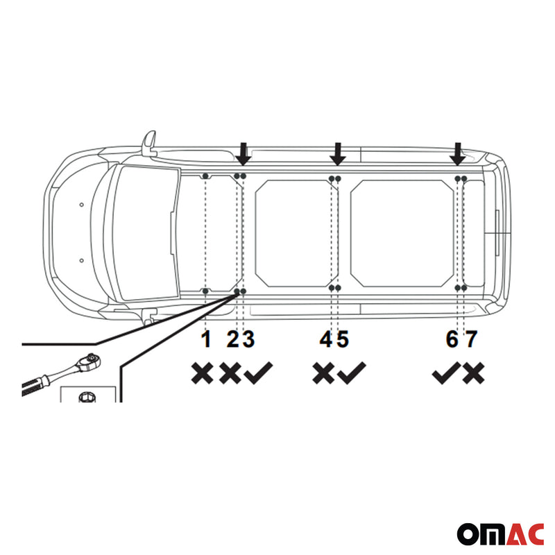 Barres de toit longitudinales pour Ford Transit Tourneo Custom 2023-2025 L1 Gris