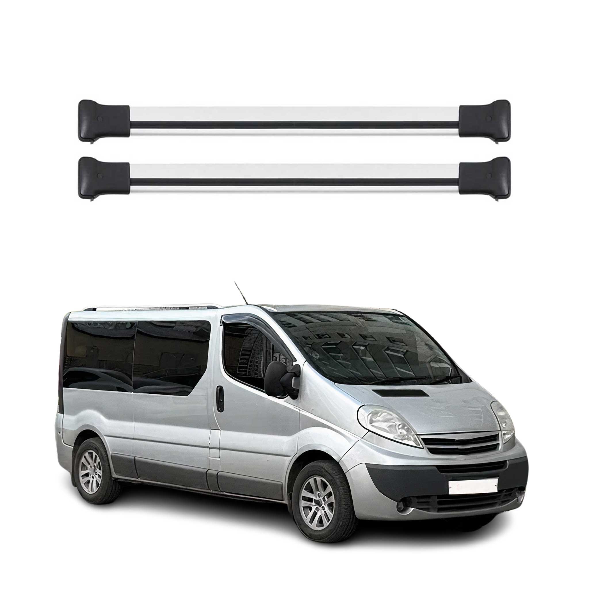 OMAC Barres de toit en aluminium pour Nissan Primastar 2001-2014 Gris 2Pcs TÜV