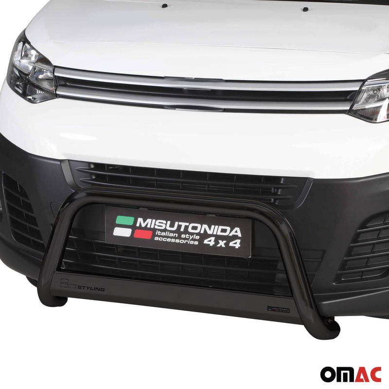 Pare-buffle Avant pour Citroen Jumpy Spacetourer 2016-2025 en acier inox Noir