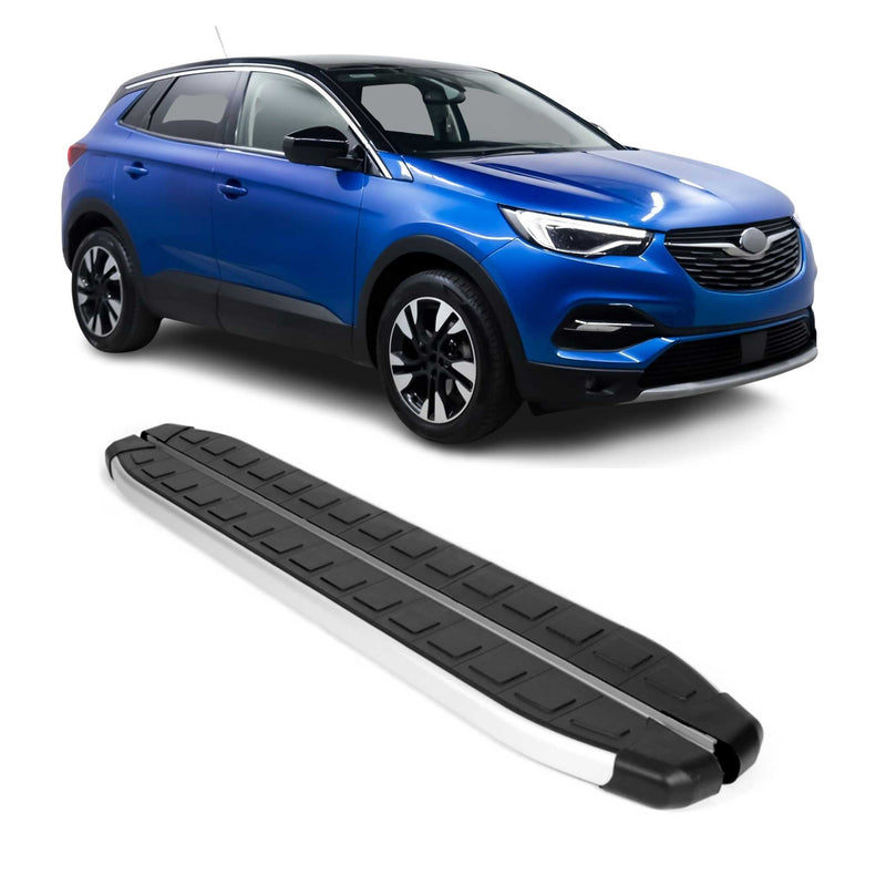 Marchepieds Latéraux pédale pour Opel Grandland X 2017-2024 Alu Noir Gris 2Pcs