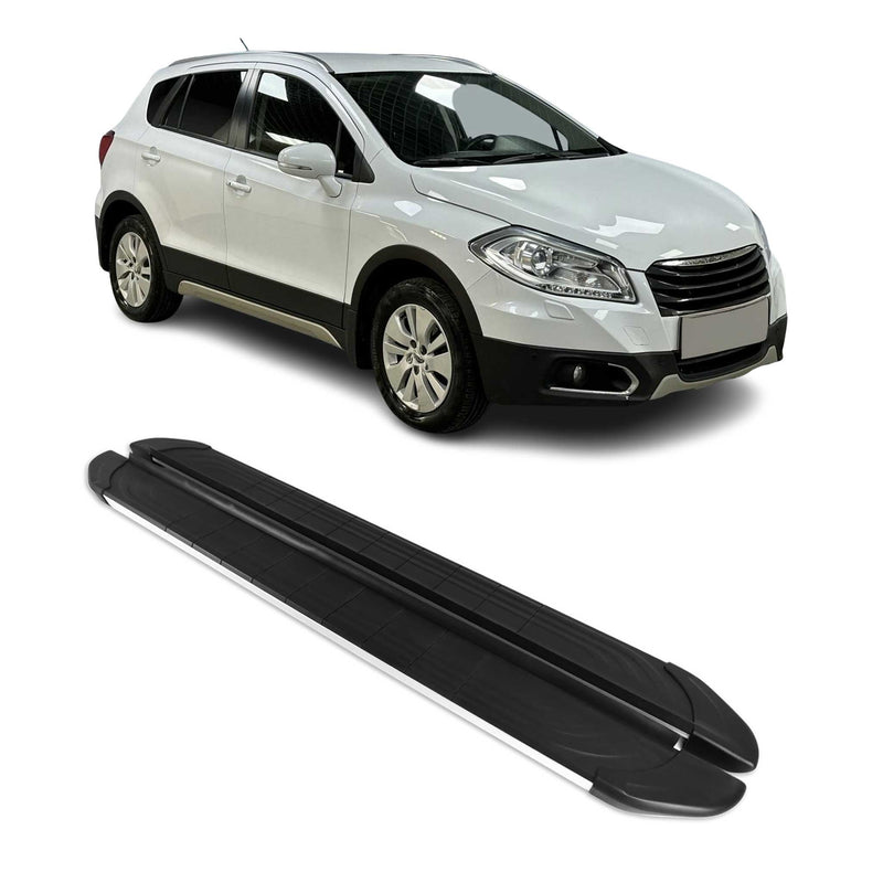 Marchepieds Latéraux pour Suzuki S-Cross 2013-2020 Aluminium Gris Noir 2Pcs