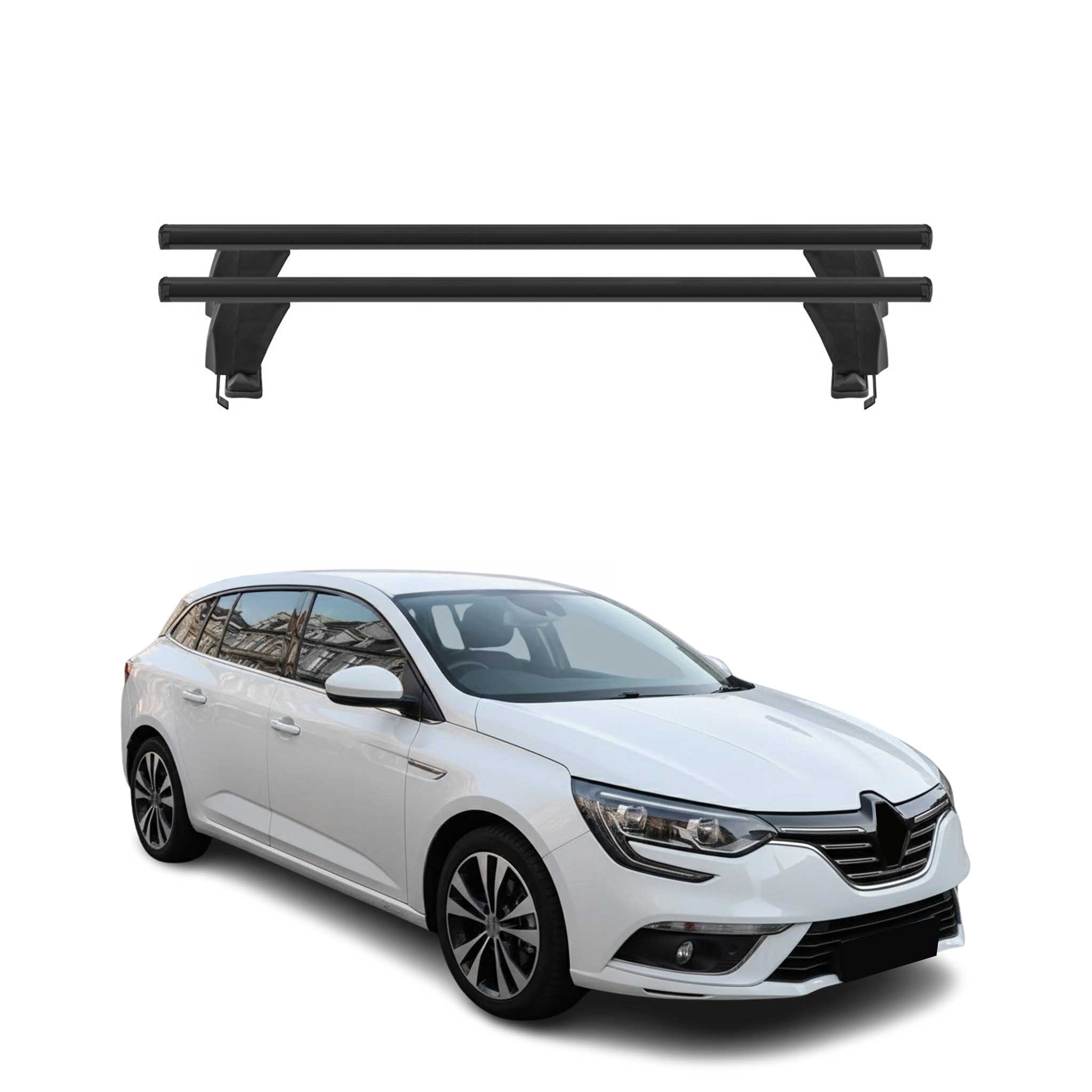 Menabo Barres de toit Transversales pour Renault Megane Grandtour 2017-22 Noir