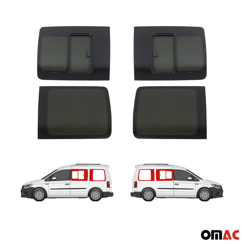 Vitres de Fenêtres Latérales Coulissantes Arriéres pour VW Caddy 2003-2020 L1 4x