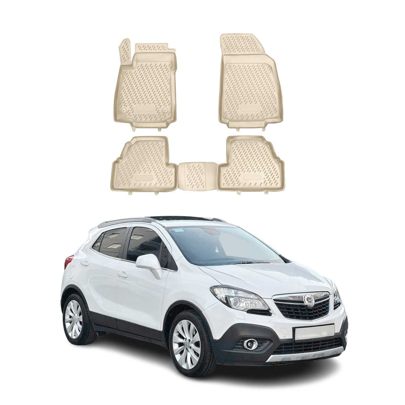 Tapis de sol pour Opel Mokka 2012-2017 en caoutchouc TPE 3D Beige 4Pcs