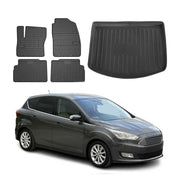 Kit Tapis de sol et coffre pour Ford C-Max 2010-2019 TPE Noir