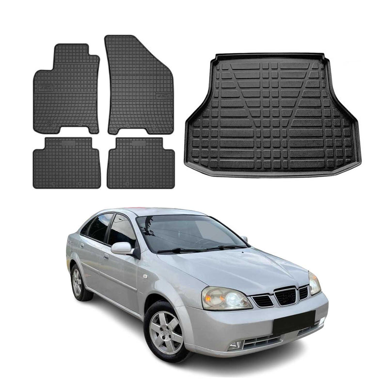 Kit Tapis de sol et coffre pour Chevrolet Lacetti 2003-2011 TPE Noir