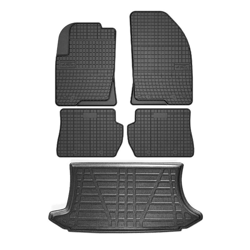 Kit Tapis de sol et coffre pour Ford Fiesta 2001-2008 HB TPE Noir