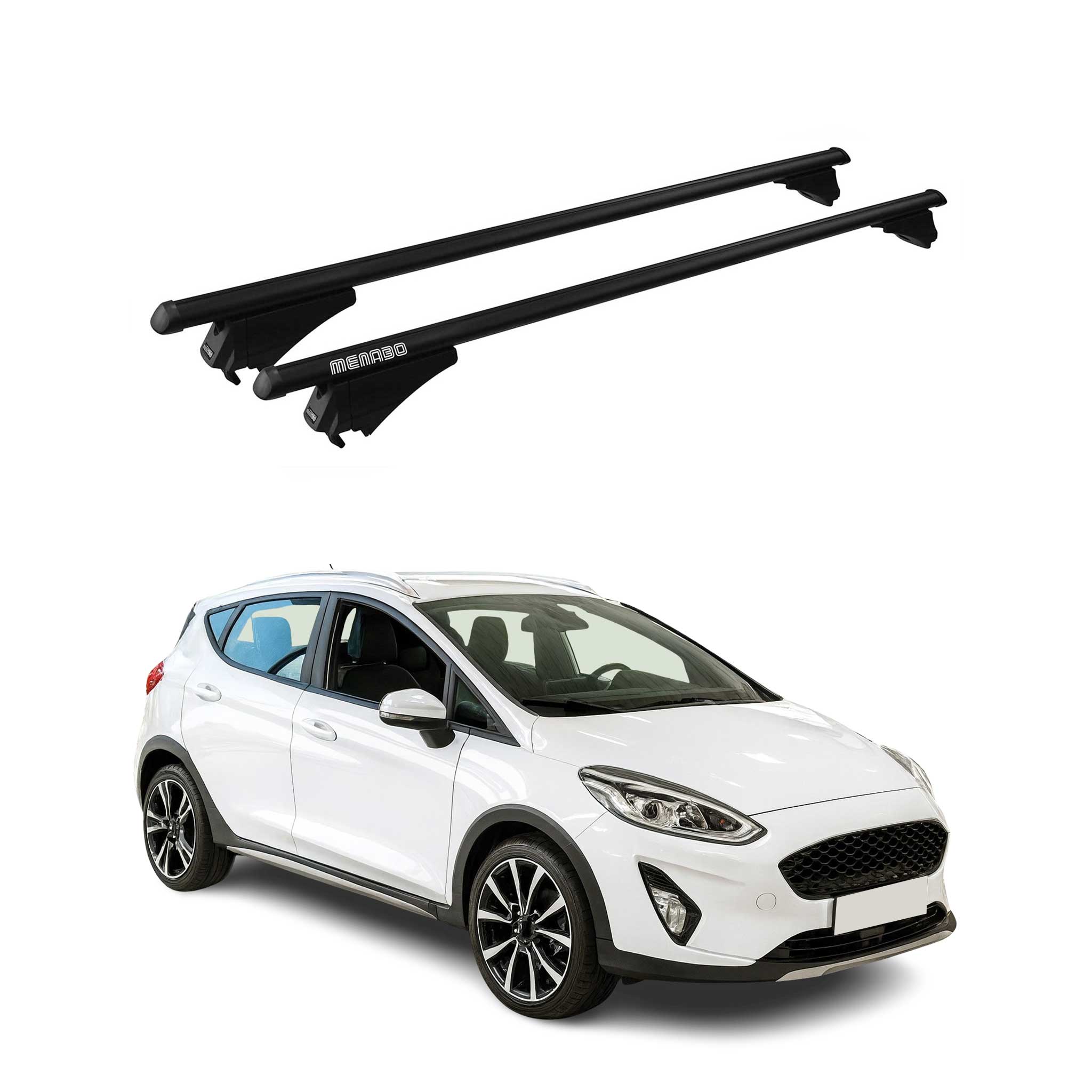 Tiger Barres de toit transversales pour Ford Fiesta Active 2018-2023 Noir