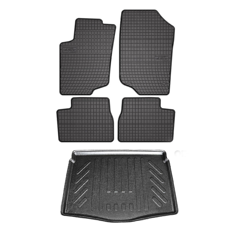 Kit Tapis de sol et coffre pour Peugeot 207 2006-2012 TPE Noir