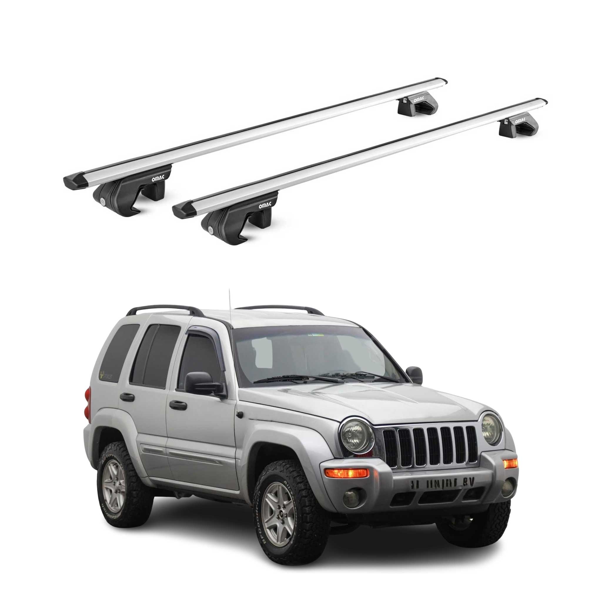 Barres de toit transversales pour Jeep Cherokee KJ KK 2001-2013 Alu Gris 2x ABE