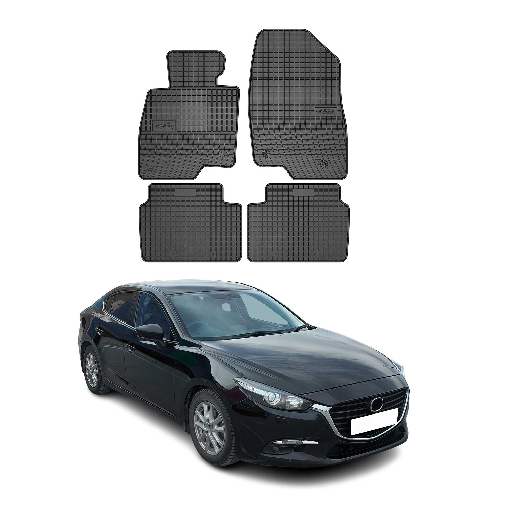 Tapis de Sol pour Mazda Mazda 3 2013-2018 Caoutchouc Noir