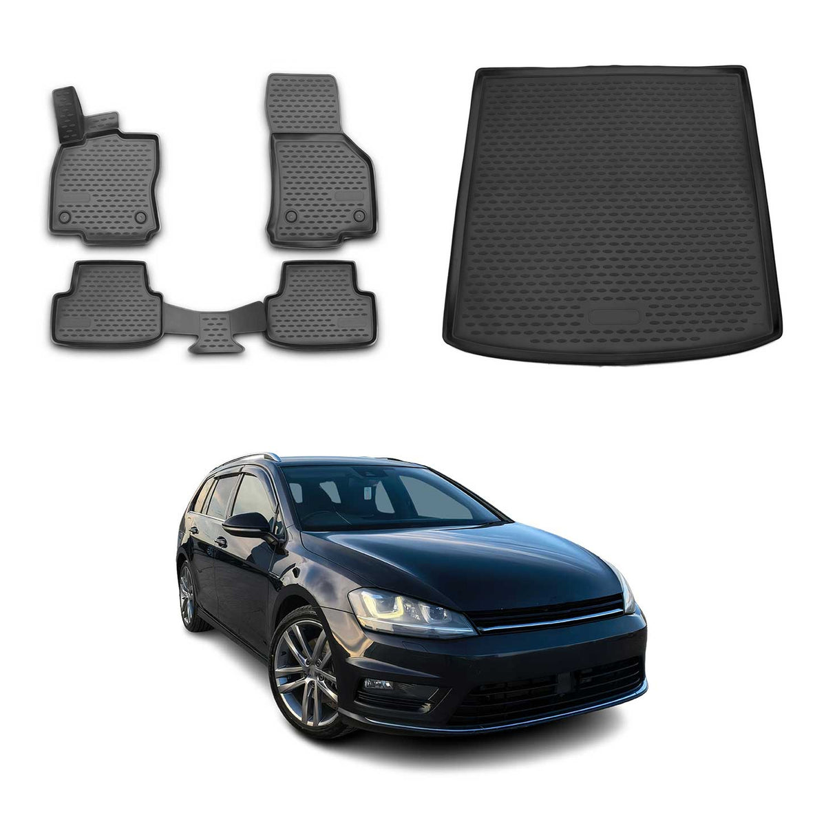 OMAC Kit Tapis de Sol et Coffre pour Volkswagen Golf 7 Break 2013-2020