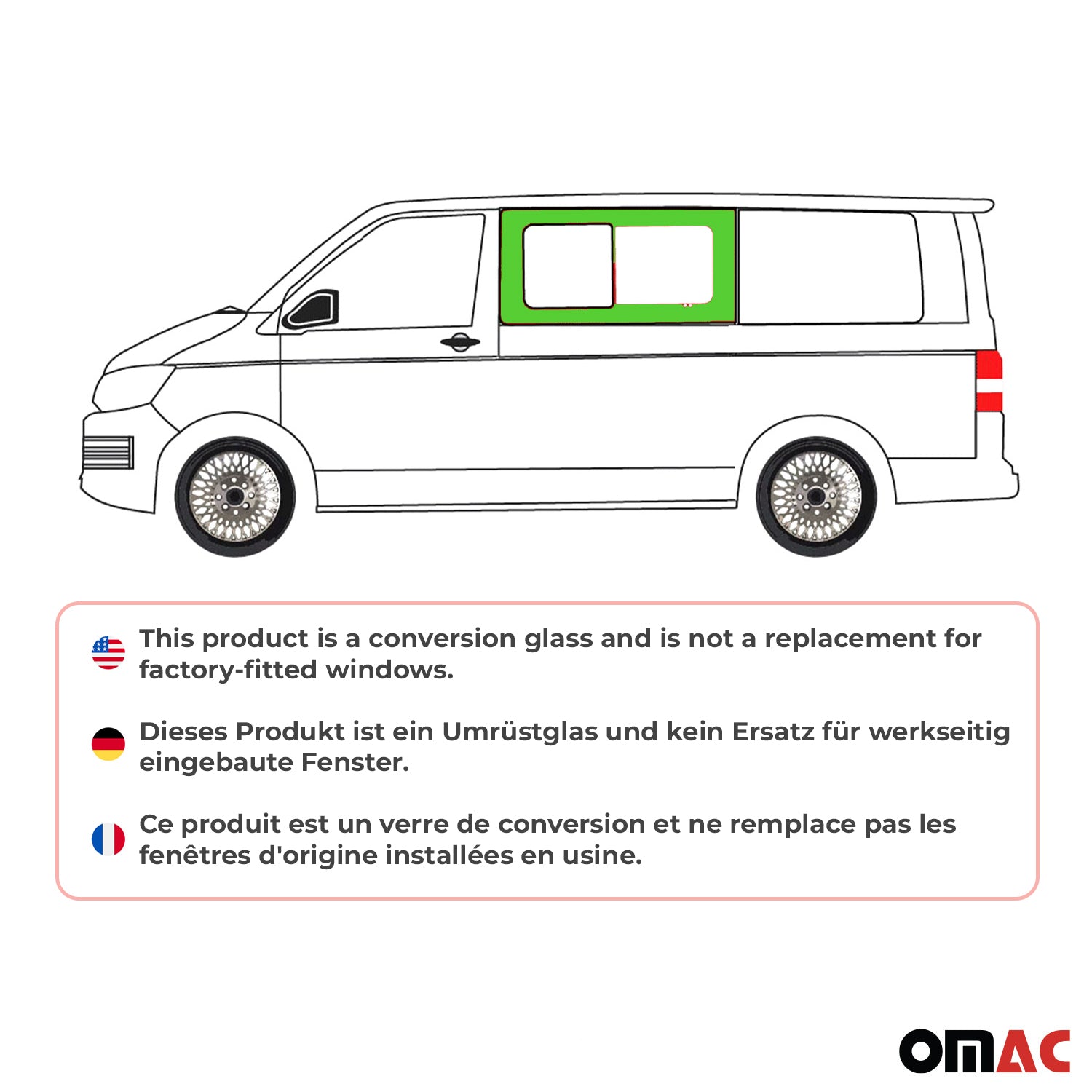 Vitre de Porte pour VW T5 2003-2015 L1/L2 Avant Gauche Pas pour coulissante