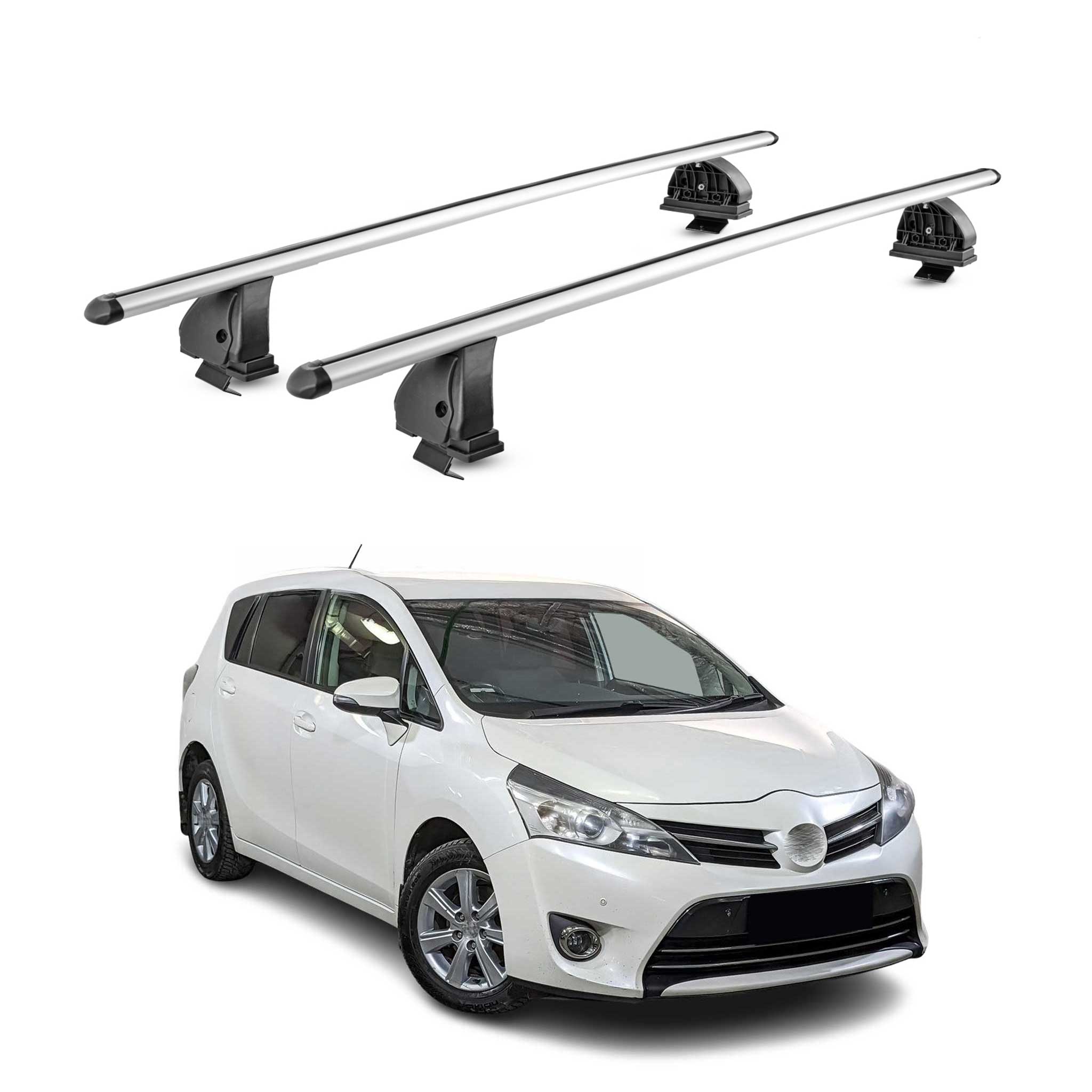 Barres de toit transversales Alu pour Toyota Verso S 2010-2016 TÜV 75 kg Gris 2x