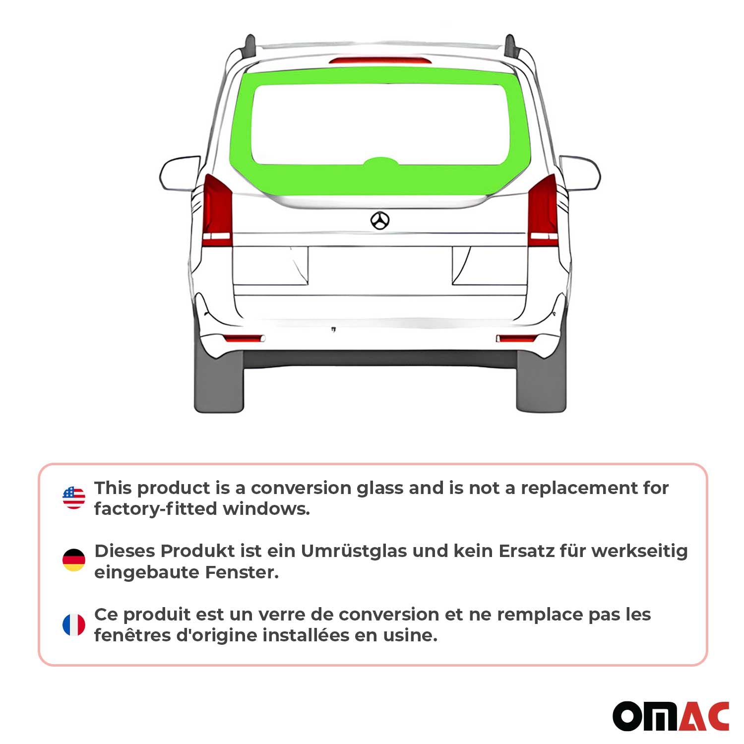 Fixe Vitre Porte pour Mercedes Vito W447 2014-2025 L2 L3 Porte Arrière du hayon