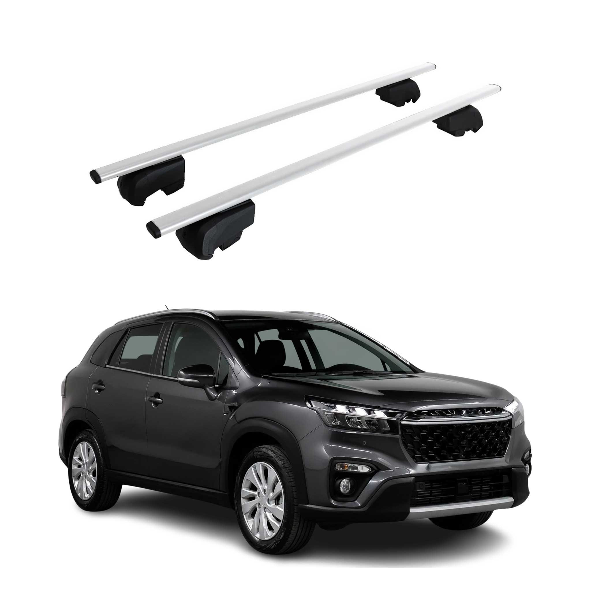 Barres de toit Transversales pour Suzuki SX4 S-Cross 2021-2023 ABE Fer Gris