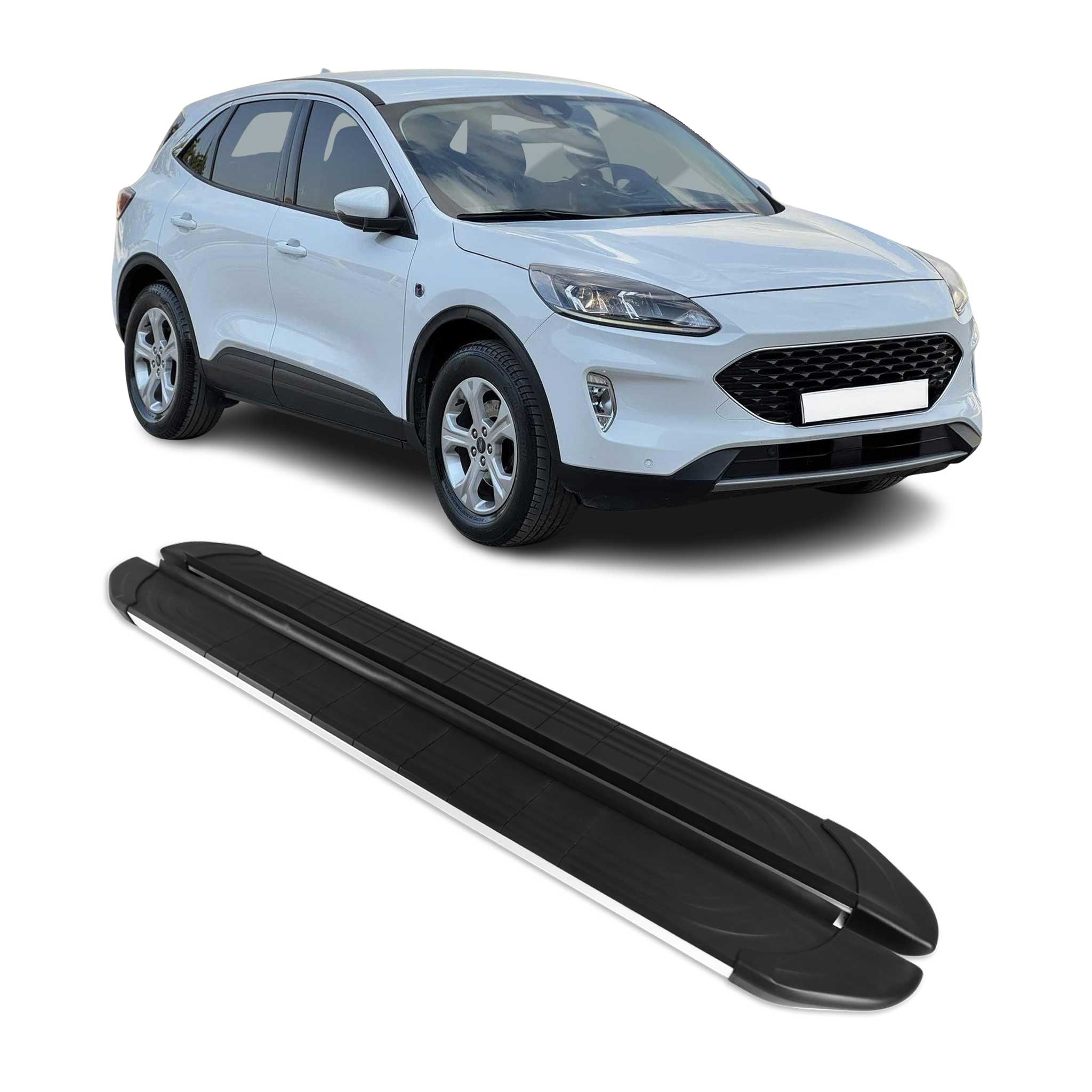 Marchepieds Latéraux pédale pour Ford Kuga III 2019-2026 Aluminium Noir-Gris 2x