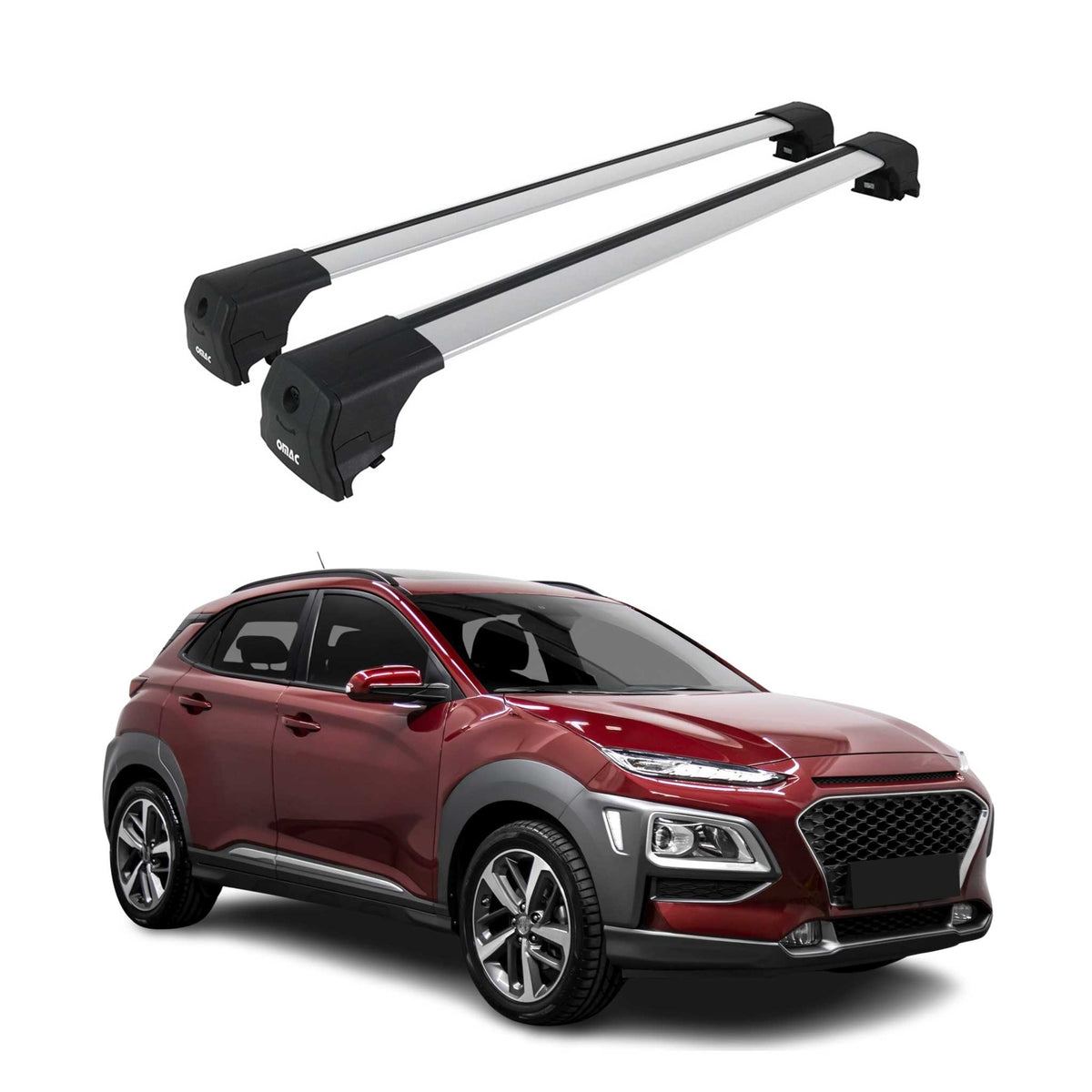 Barres De Toit Transversales pour Hyundai Kona 2018-2023 Aluminium Gris ABE