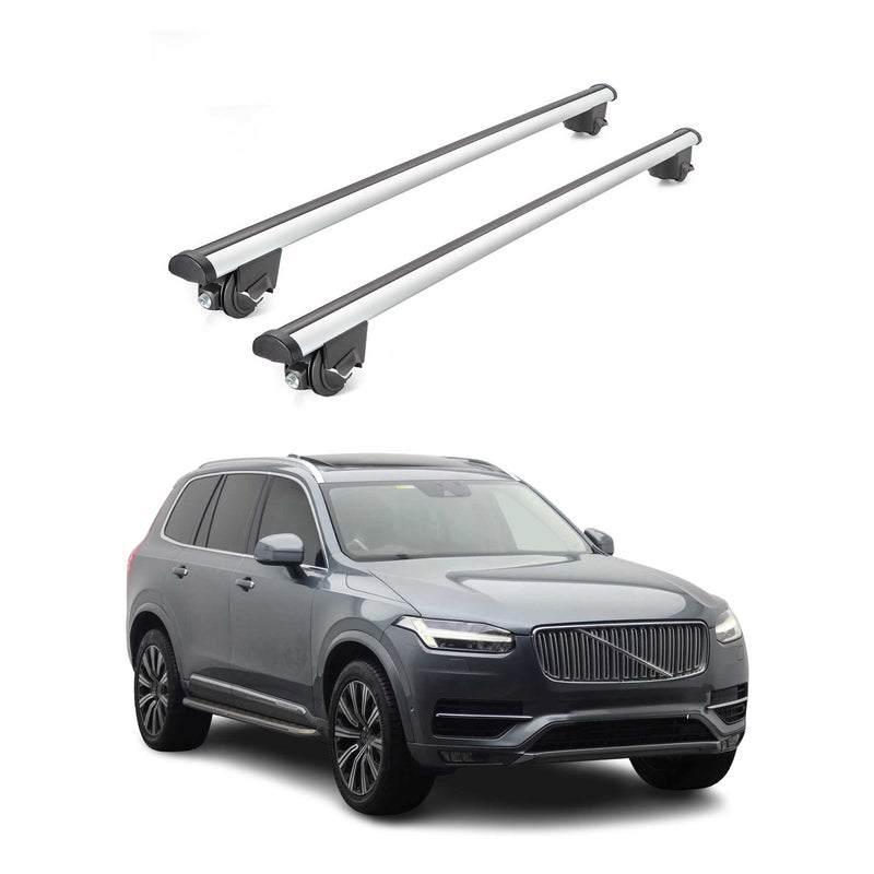 Barres de toit transversales pour Volvo XC90 2015-2020 2 pcs en Alu gris TÜV ABE