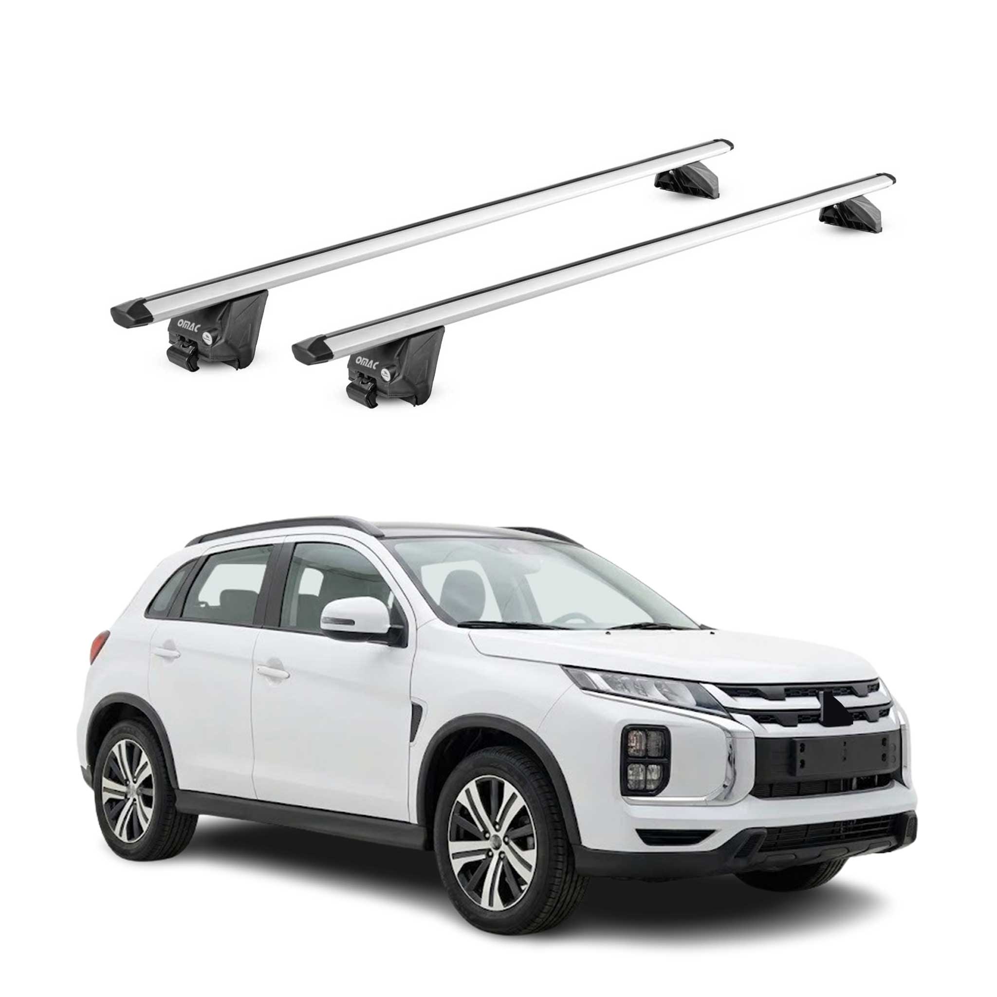 Barres de toit transversales pour Mitsubishi ASX mk2 2023-26 Aluminium Gris ABE