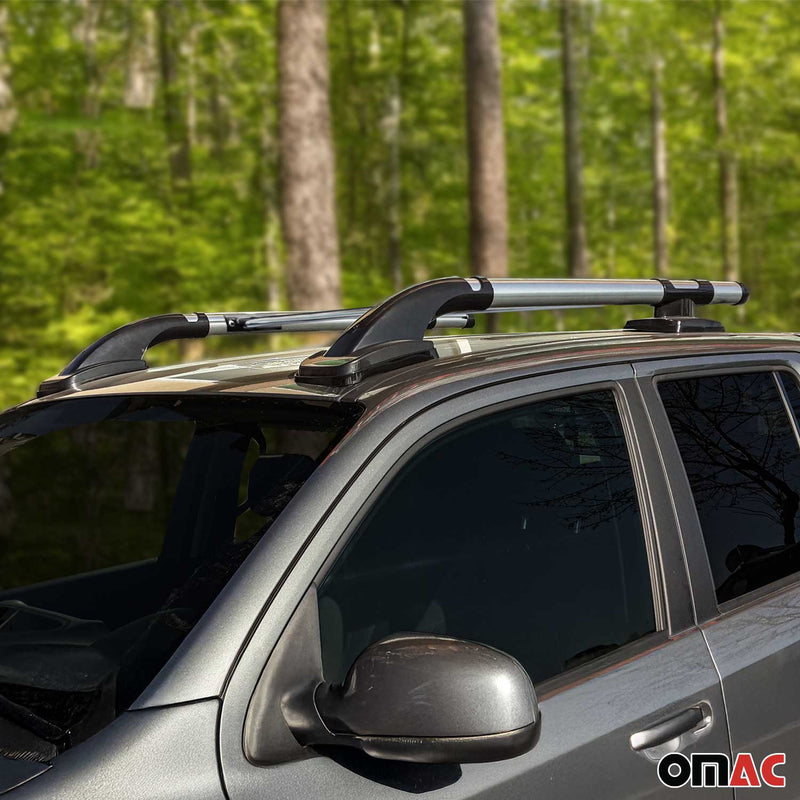 KIT Barres de toit trans+long pour VW Amarok Double Cab  2010-2024 Alu Gris