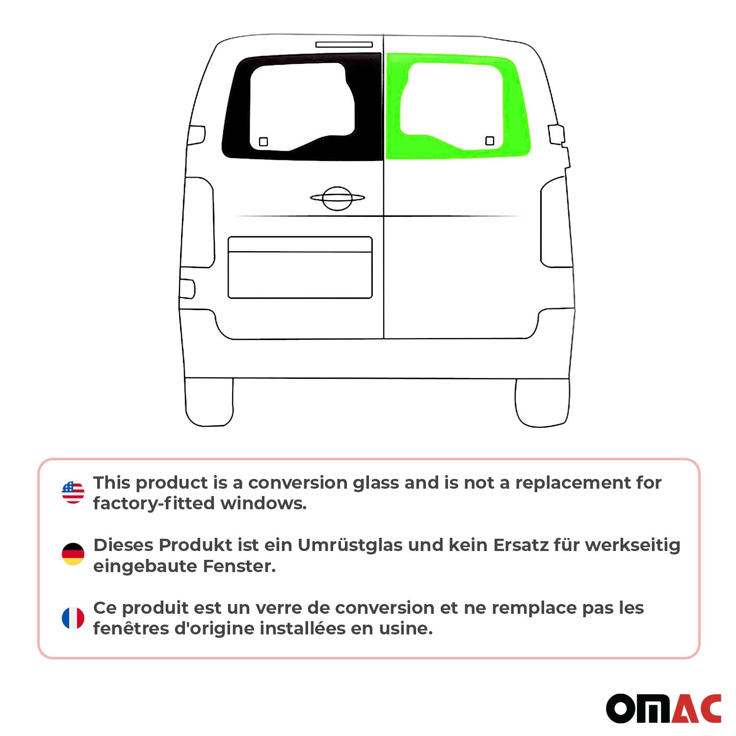 Vitre de Porte pour Fiat Scudo 2022-2026 L1 L2 L3 Arriére Droit Verre fixe