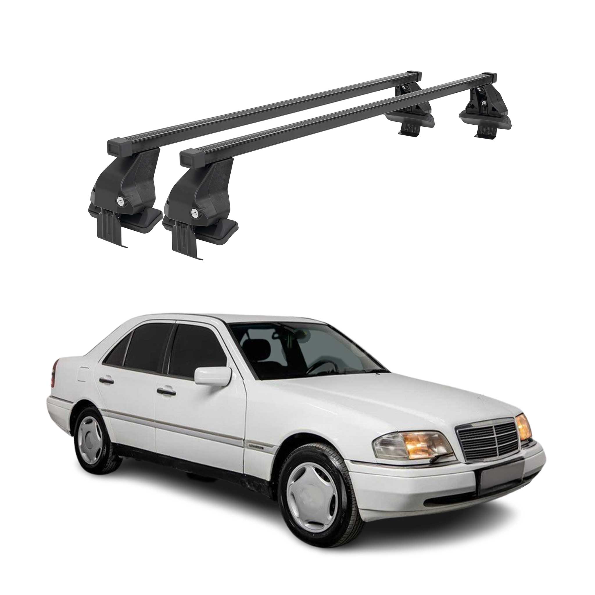 Barres Transversales Menabo pour Mercedes Classe C W202 1993-2000 Noir