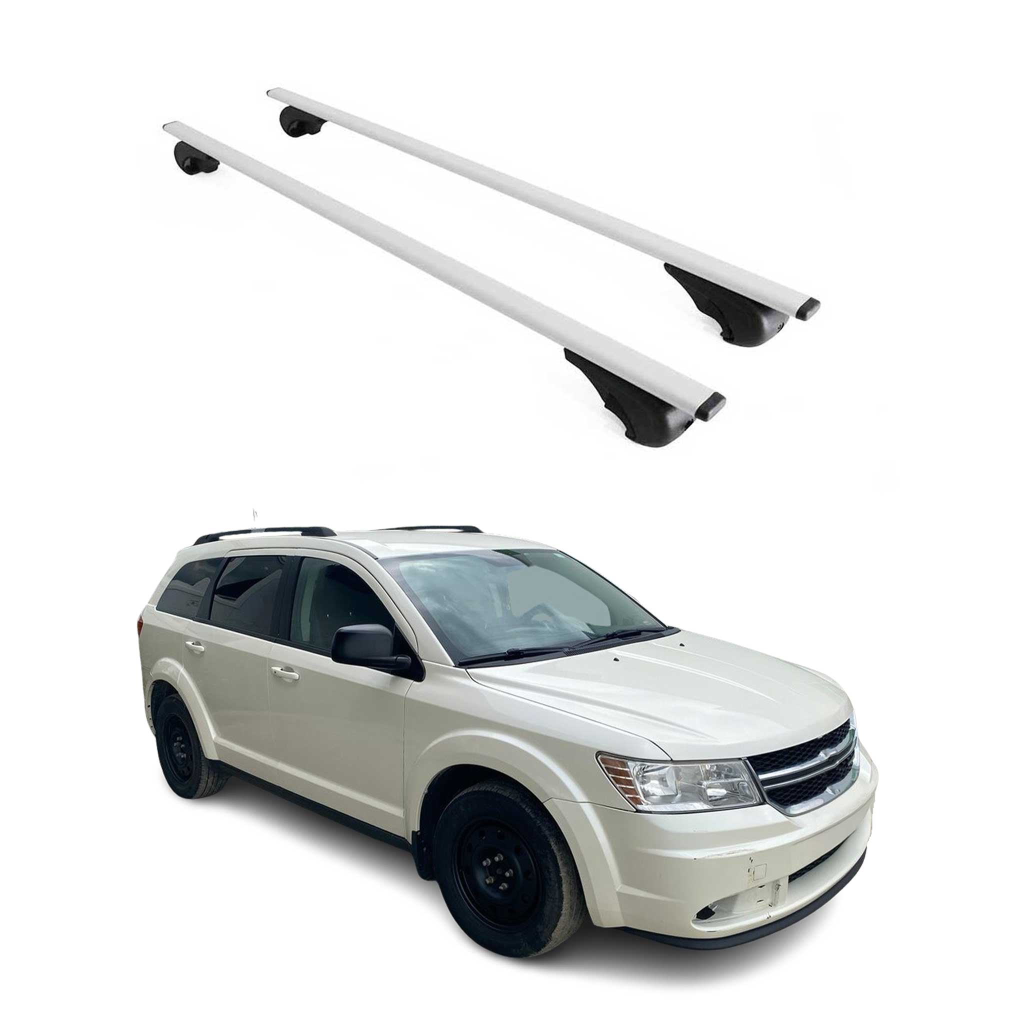 Barres de toit Transversales pour Dodge Journey 2008-2024 Fer Argent