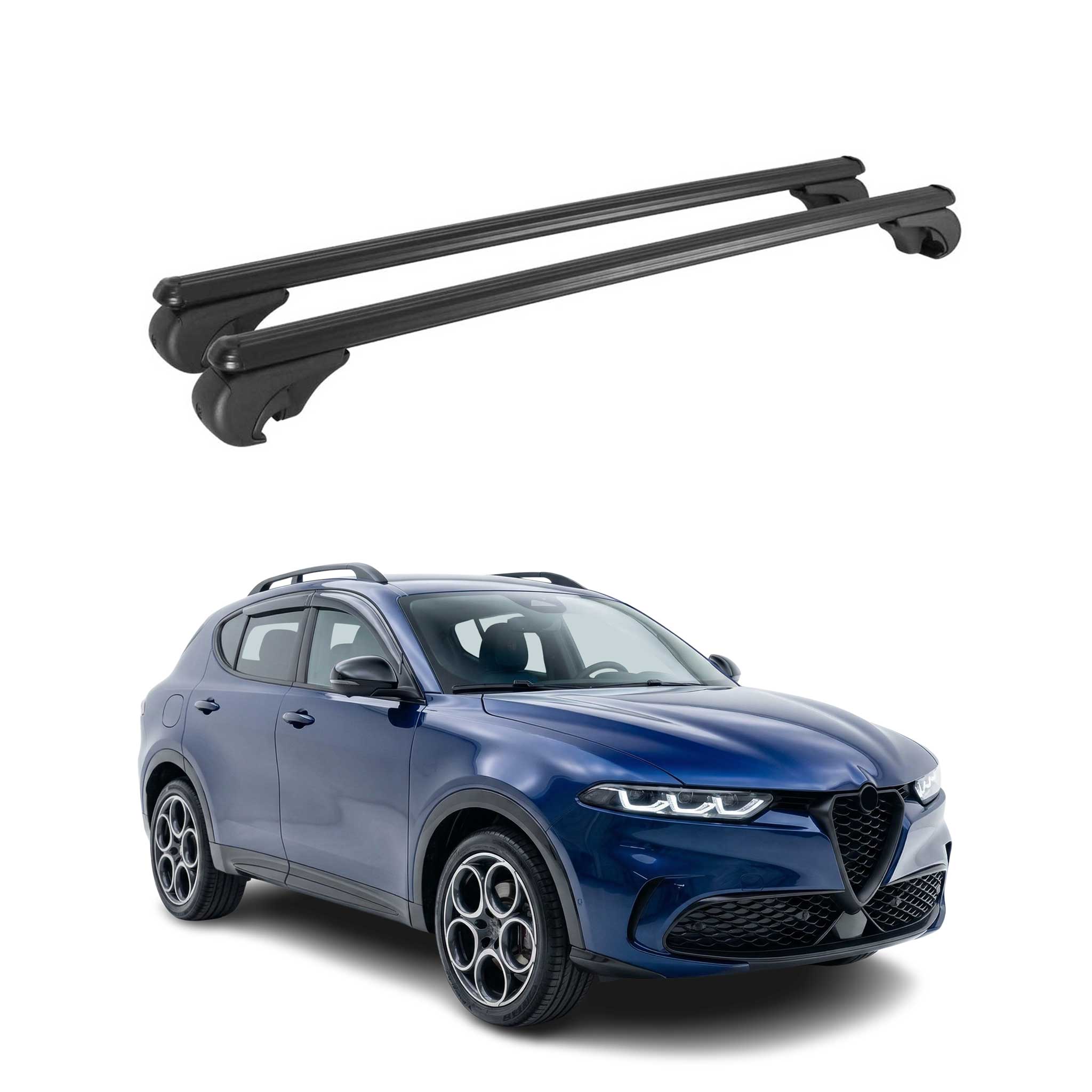 Barres de toit transversales pour Alfa Romeo Tonale 2022-2026 Aluminium Noir