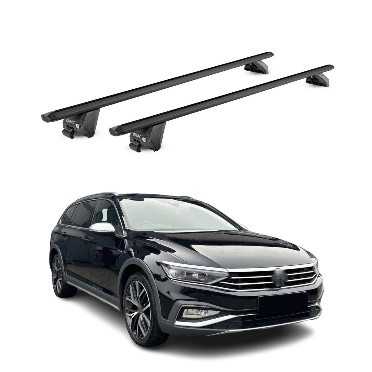 Barres de toit transversales pour VW Passat Alltrack SW B8 2015-2023 Noir 2x ABE