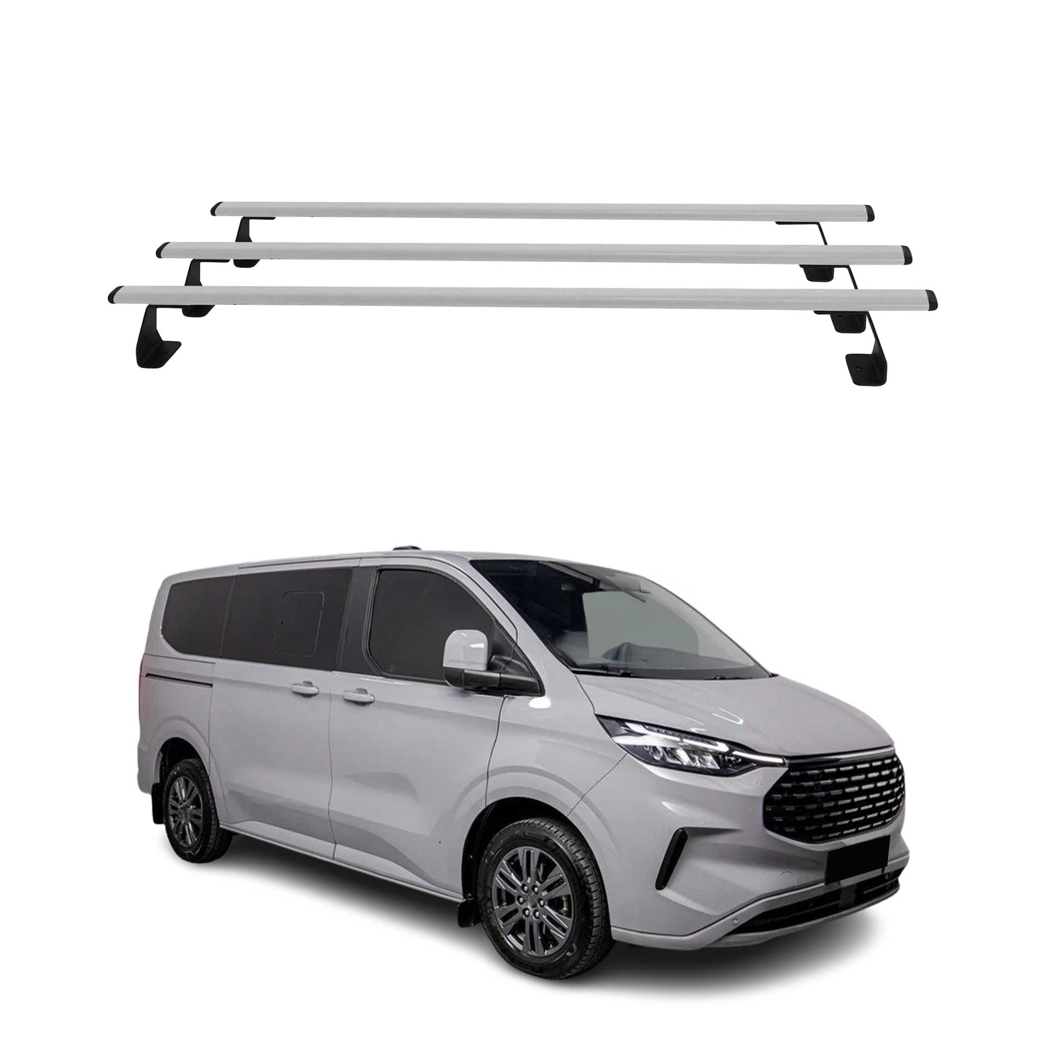Barres de toit transversales pour VW Transporter T7 2023-2026 Acier Gris 3Pcs