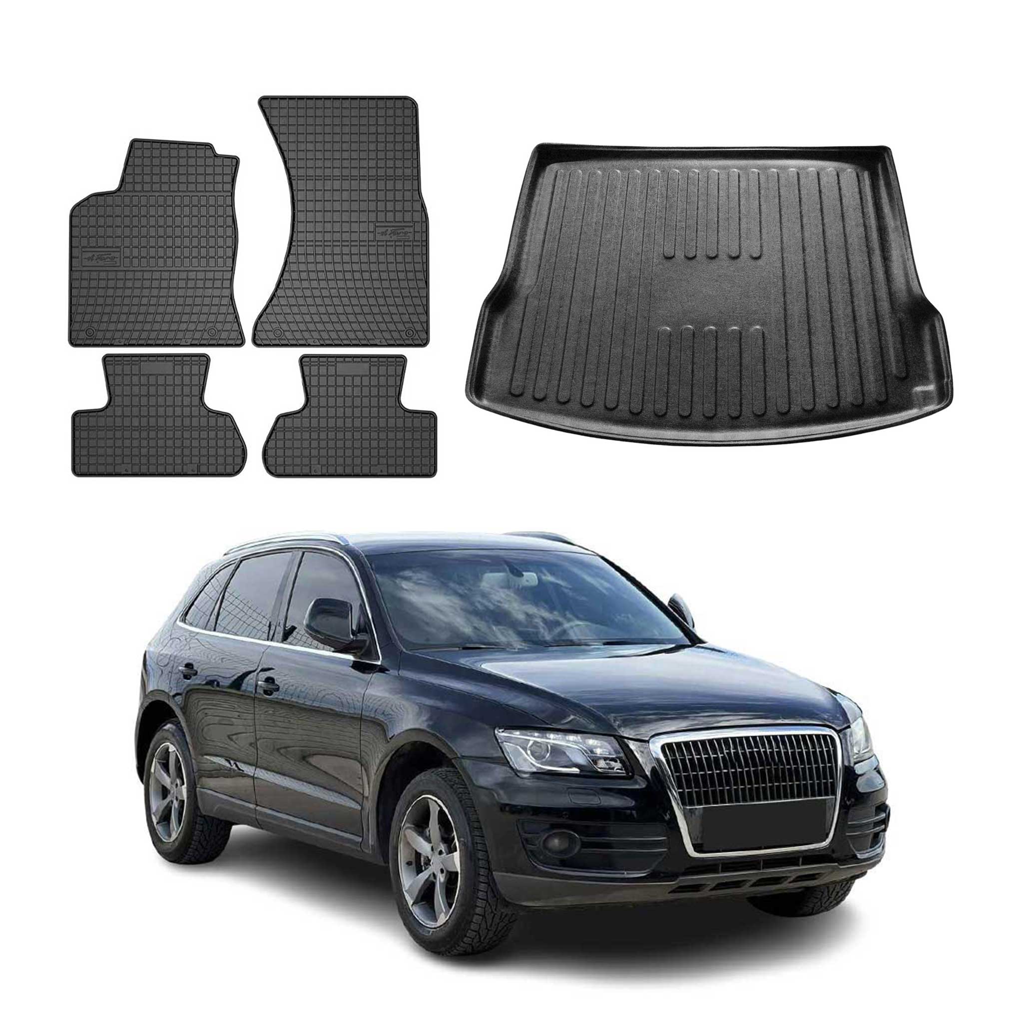 Kit Tapis de sol et coffre pour Audi Q5 8RB 2008-2017 Noir TPE