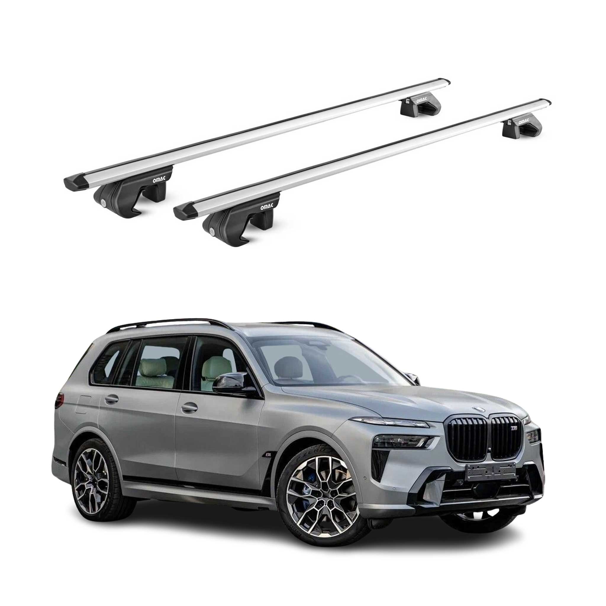 Barres de toit transversales ABE pour BMW X7 G07 2018-2026 5 P Alu Gris 2x