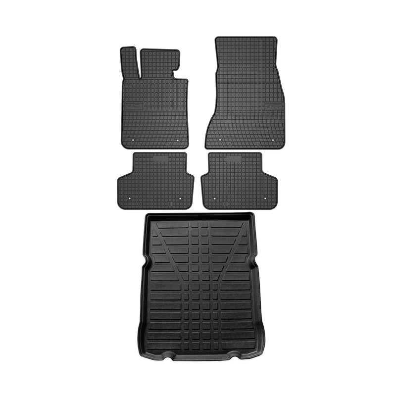 Kit Tapis de sol et coffre pour BMW Série 5 G30 2016-23 M5 F90 2018-23 Noir TPE