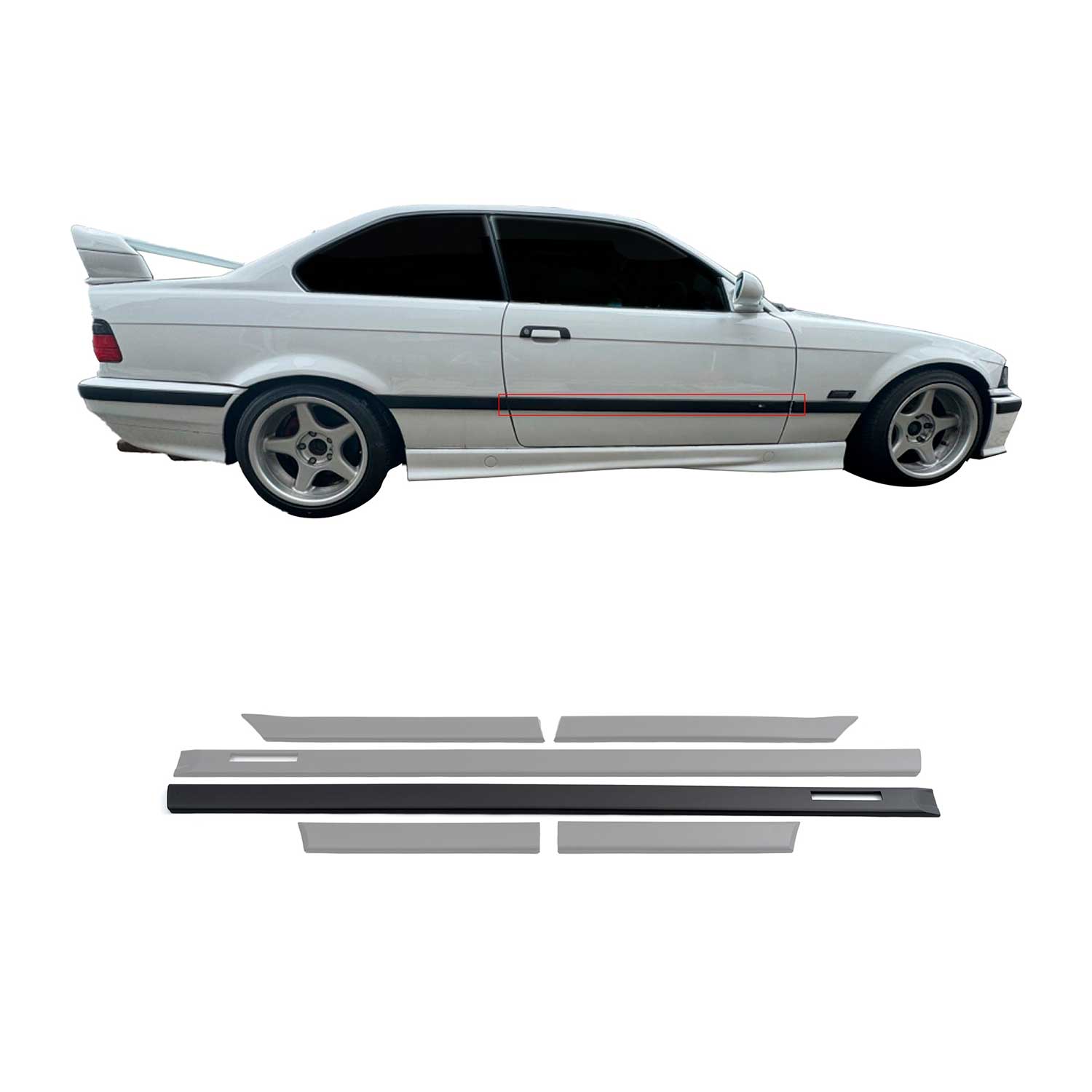 Baguettes latérales Garnitures De Portière pour BMW Series 3 E36 Coupe/ Cabrio