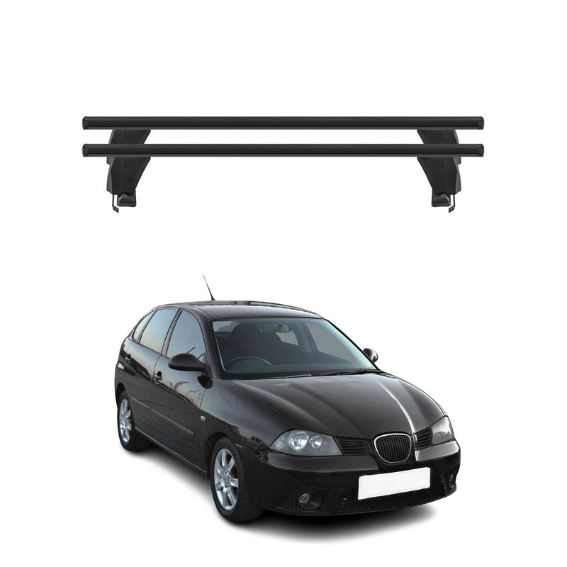 Menabo Barres de toit Transversales pour Seat Ibiza III 2002-2009 Alu Noir ABE