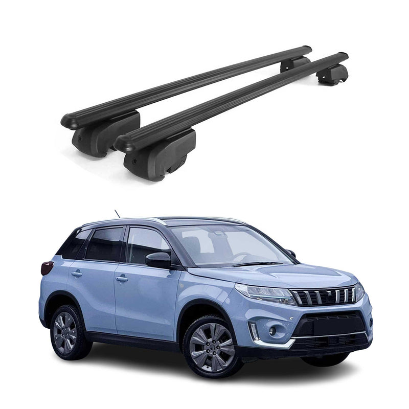 Barres de toit Transversales pour Suzuki Vitara 2015-2023 Aluminium Noir ABE