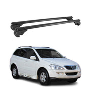 Barres de toit Transversales pour Ssangyong Kyron 2006-2011 Aluminium Noir