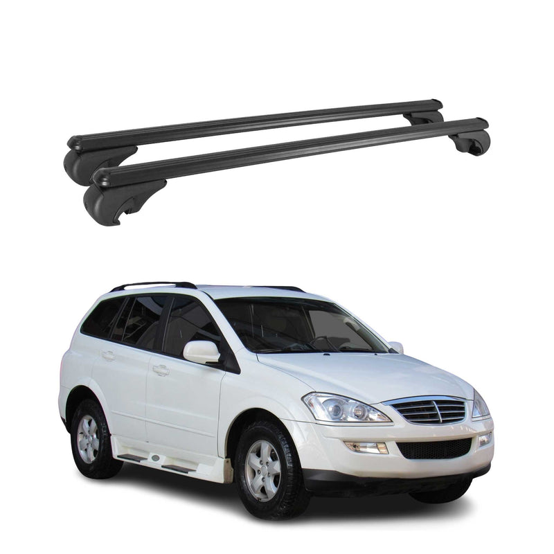 Barres de toit Transversales pour Ssangyong Kyron 2006-2011 Aluminium Noir