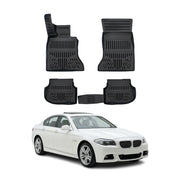 Tapis de sol pour BMW 5 Série F10 2010-2017 Noir 3D en Caoutchouc TPE 4Pcs