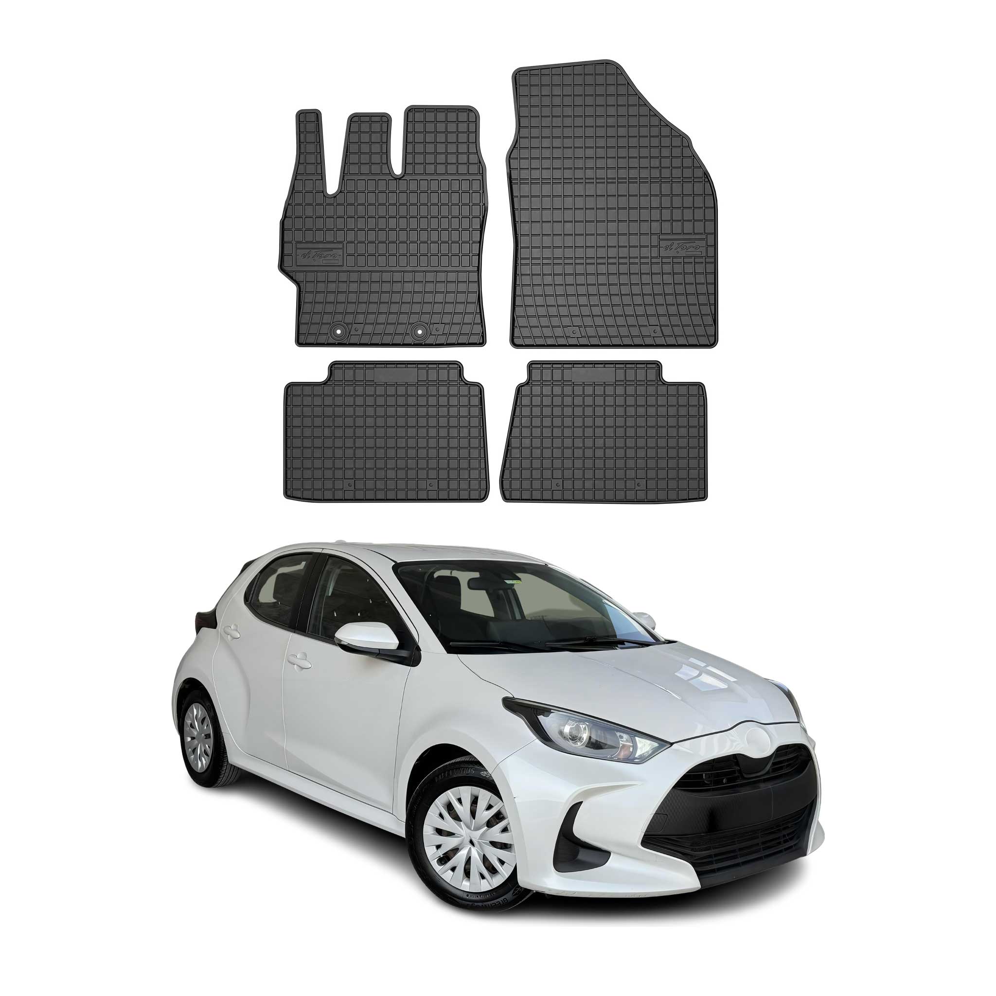 Tapis de Sol pour Toyota Yaris 2020-2026 Caoutchouc Noir
