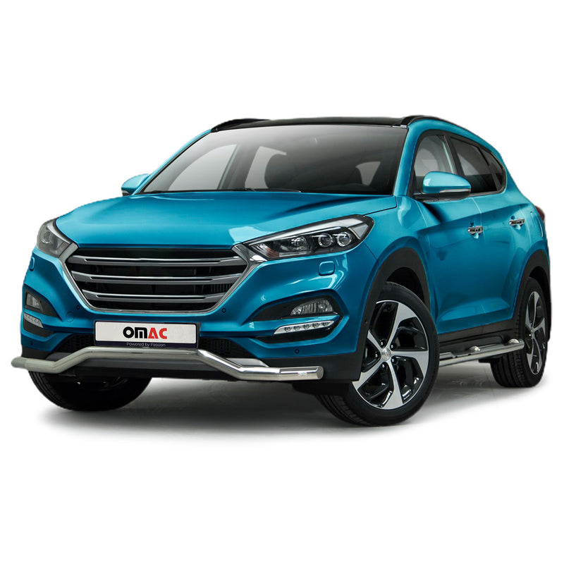 Pare-Buffle Avant Pour Hyundai Tucson 2015-2021 en Acier Inoxy Argent