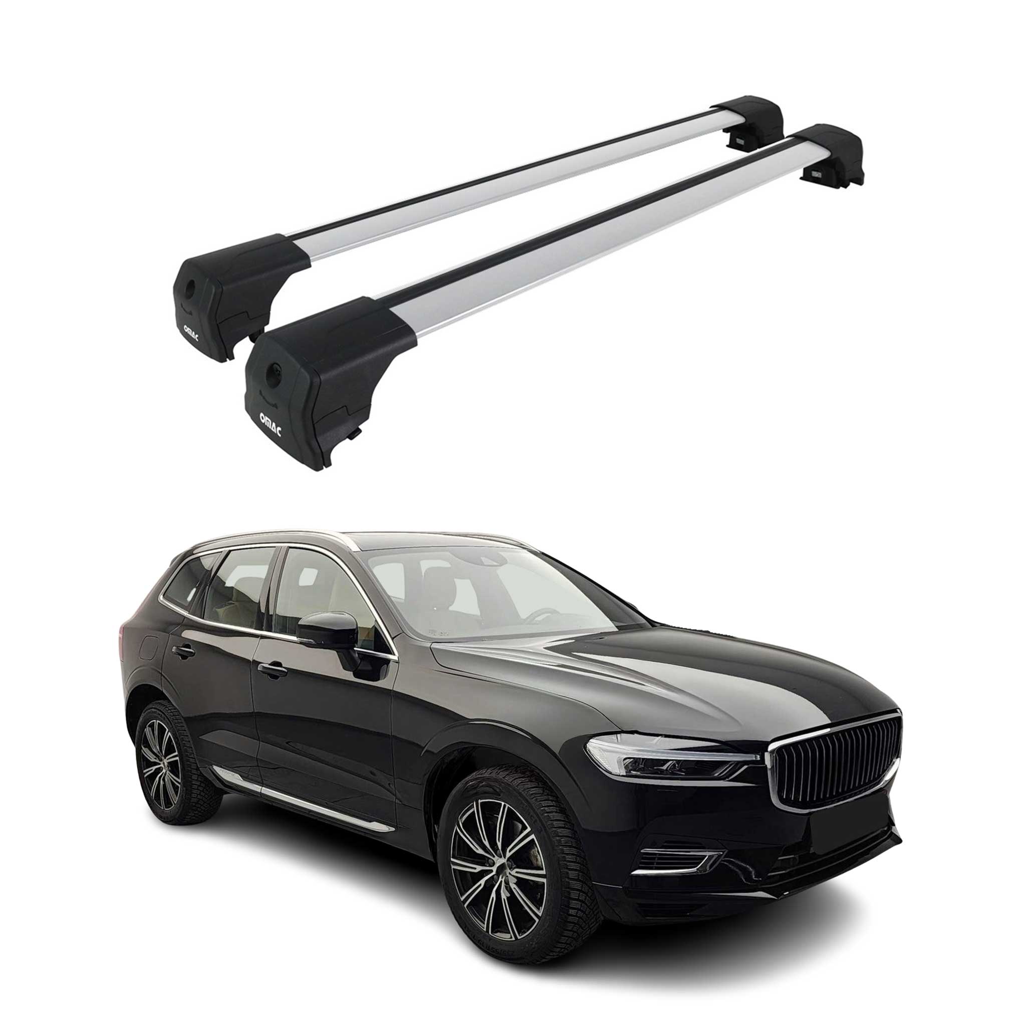 Barres De Toit Transversales pour Volvo XC60 II 2018-2026 Aluminium Gris 2Pcs