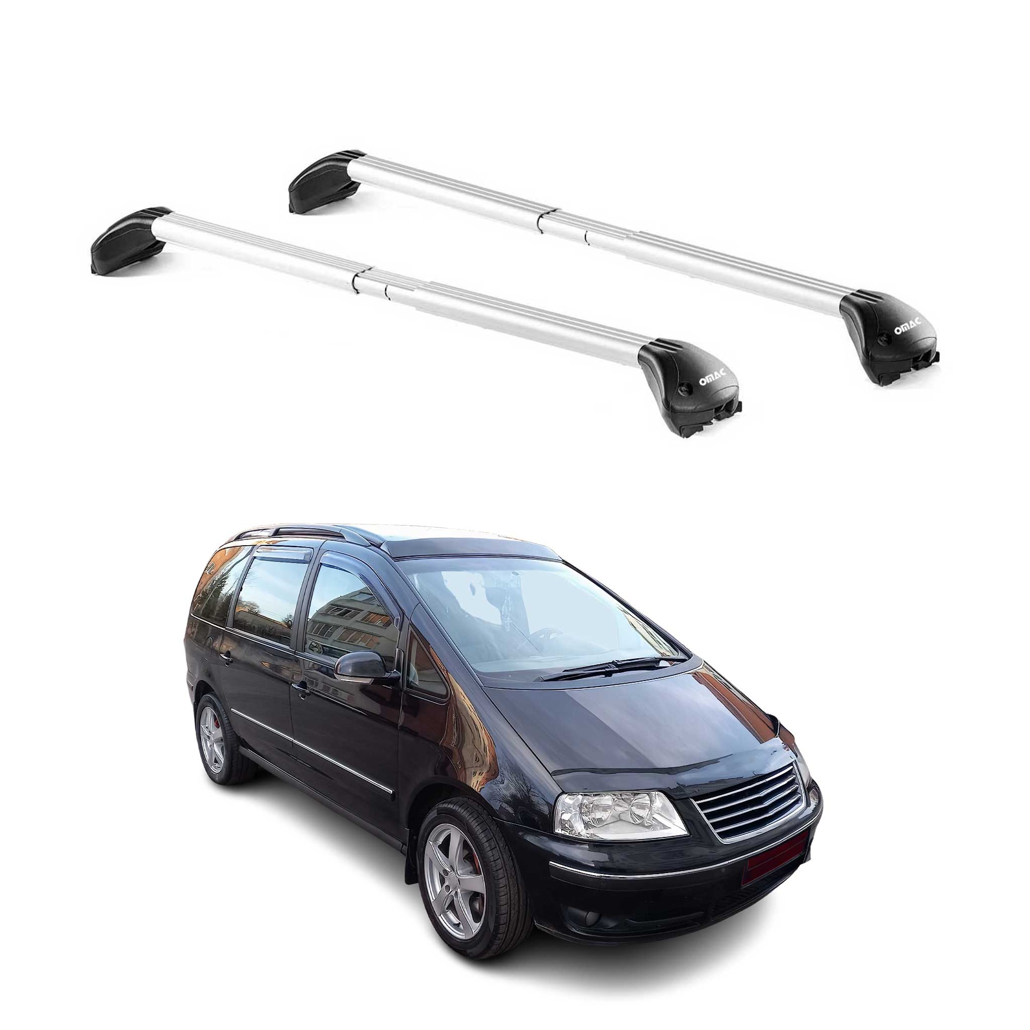 Barres de toit transversales pour VW Sharan 7M 1995-2010 Gris Argenté 2x ABE